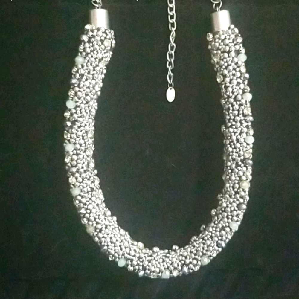 Zara silver beads and crystals necklace